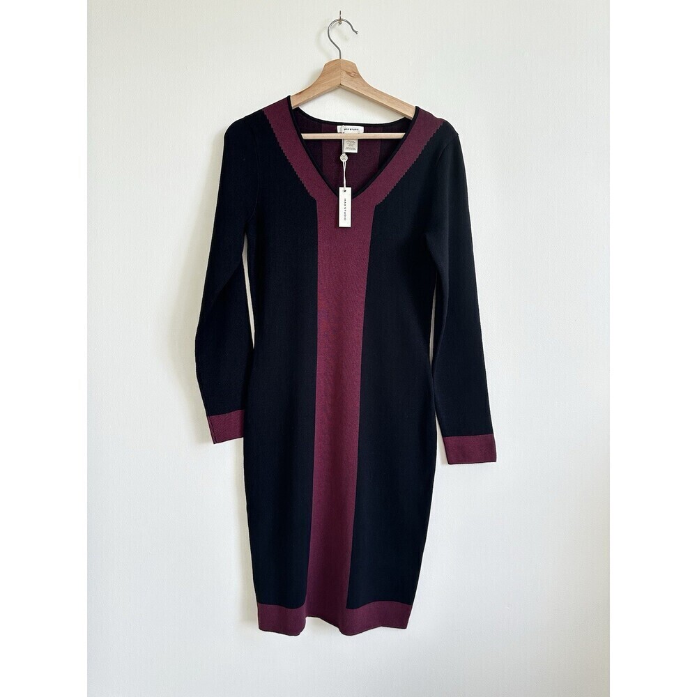Max Studio V-Neck Colorblock Sweater Dress Size S $199